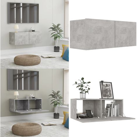 Meuble TV Gris béton 80x30x30 cm Bois d’ingénierie - Meuble Tv Mural - Meuble Tv Gris - Meuble Rangement Tv - Support Tv - Meuble Tv Moderne - Home & Living (1/5)