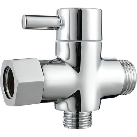 Robinet WC 3 Voies en Laiton Valve Inverseur de Douche 3/8" pour Toilette, Chromé, DSF007F (1/5)