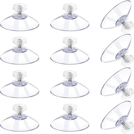 Lot de 12 grandes ventouses de 41 mm avec vis - Ventouses en PVC transparent pour fenêtre - Adhésif extra fort (1/5)