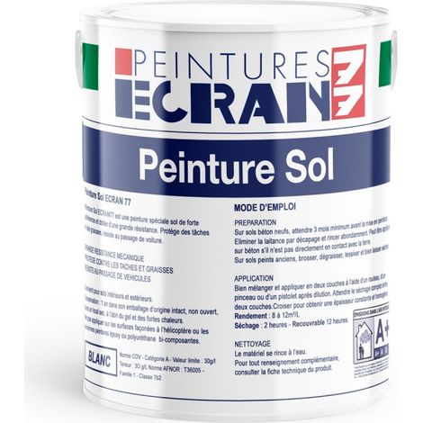 Peinture sol professionnelle, satin, peinture opacifiante, sans odeur, protège, décore, intérieur, extérieur, HydroSol ECRAN 77 ffffff 5 litres (1/2)