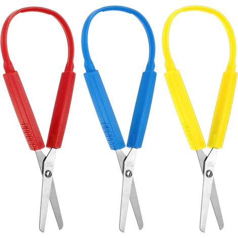 Ciseaux pour enfants, acier inoxydable, manche en silicone, rouge-jaune-bleu, 15 x 10 x 2 cm (1/5)