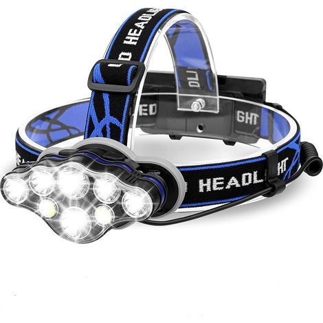 Lampe Frontale LED Ultra Puissante, Torche Frontale Super Rechargeable, Frontale avec Fonction D'avertissement de Lumière Rouge Peut être Utilisée pour Le Cyclisme et Pêche