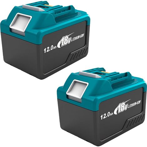 Batería de repuesto de litio Makita de 18 V y 12 Ah con cargador (paquete de 2) compatible con BL1860B, BL1815, BL1820, 1830B, 1840B y 1850B (azul) (1/5)