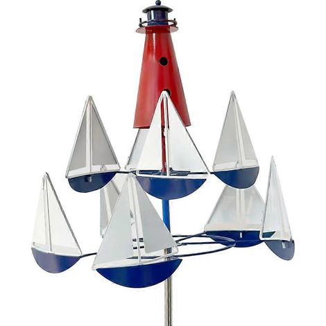Sculpture éolienne cinétique, phare, voilier, moulins à vent, décoration métallique pour jardin, girouette (1/5)