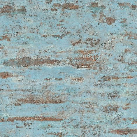 Papier peint industriel bleu ciel et marron – Intissé vinyle – Dimensions 10,05 x 0,53 m – Raccord sauté 64 cm pour salle de bain, bureau, chambre – Bricoflor (1/5)