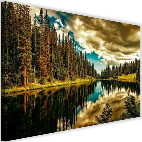 Tableau décoratif Forêt Lac de montagne Nature 60x40 (1/5)