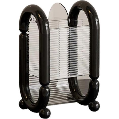 Porte-pinceaux de maquillage en acrylique, boîte de rangement cosmétique transparente noire (1/5)
