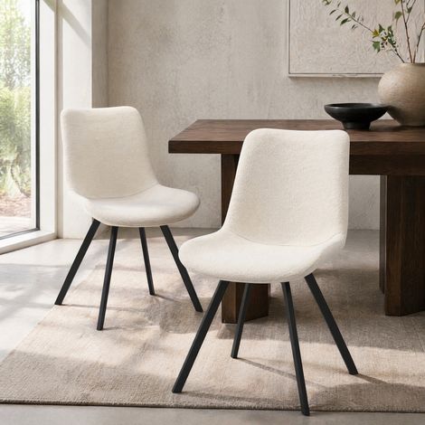 Sedie da pranzo girevoli a 360° in tessuto e metallo, 2 pezzi, bianche, design moderno e comfort ergonomico,54x59x90cm (1/5)