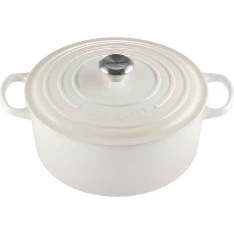 Le Creuset Cocotte rund de Gusseisen, 24 cm, 4, 2 L, Alle Las-Quellen de Heat einschließlich Induktion, Meringue, 21177247164430