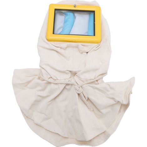 Casque de sablage avec protection faciale double vitrage, capuche de sécurité pour projection d'abrasif, peinture et grattage, cadre jaune (1/5)