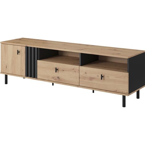 Mobile TV, rovere Craft + antracite nero, 165,1 x 49,2 x 40 cm
