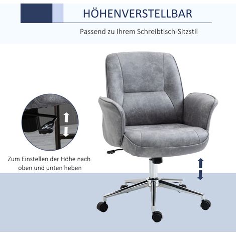 Bürostuhl, Mikrofaser, höhenverstellbar, drehbar, mit Wippfunktion, geeignet für Arbeitszimmer und Schlafzimmer, hellgrau, Belastbarkeit bis 120 kg (1/5)