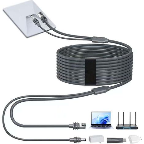 Elfcam - 10m Câble 3-en-1 pour Starlink Mini – Alimentation USB-C + Starlink Mini Standard, Connecteur RJ45 CAT6 pour Réseau Étendu,10 Mètres (1/5)