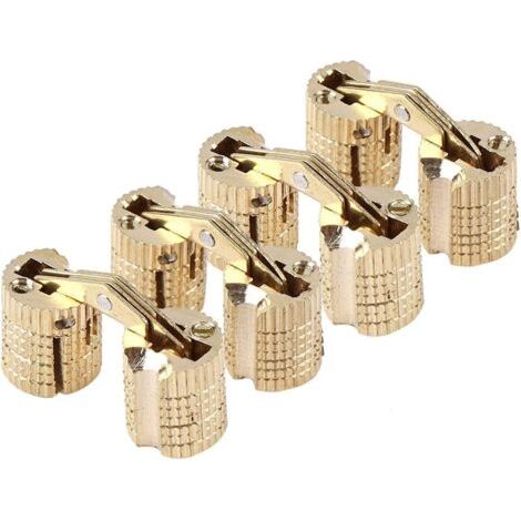 4 pièces/paquet en laiton caché - Charnière de baril Invisible en cuivre caché Charnières de meubles pour bricolage porte en bois boîtes cadeaux boîte à bijoux, angle d'ouverture de 180 ° (1/5)