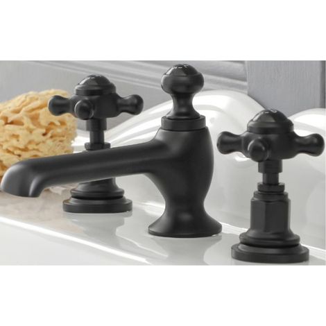 Milano Elizabeth 3 Tap-Hole Basin Mixer Tap - Black (Crosshead Handles) (1/5)