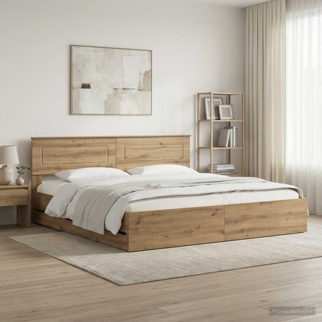 Bed Frame with Storage and Headboard Artisan Oak 180 x 200 cm vidaXL (1/5)