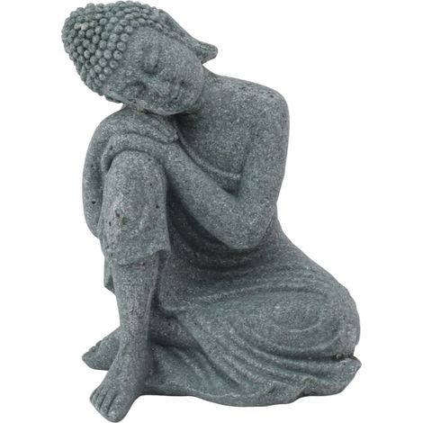 Buddha-Skulptur aus grünem Sandstein, sitzende buddhistische Figur