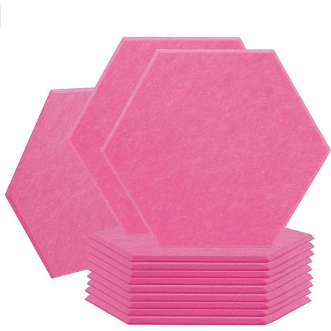 12 panneaux insonorisants autocollants, mousse insonorisante haute densité, panneaux insonorisants hexagonaux, rose (1/5)