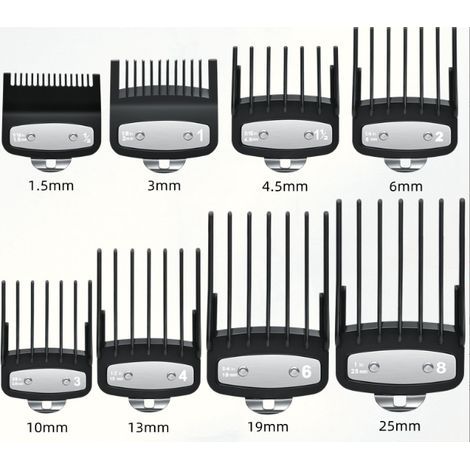 Peignes pour tondeuse à cheveux Wahl, peigne à clip en métal, 8 longueurs de coupe (1/5)