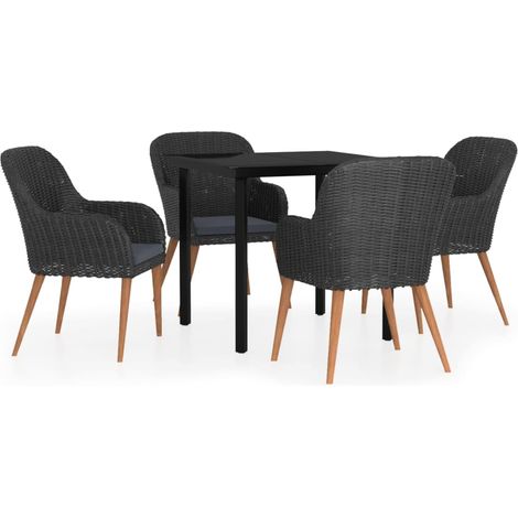 Maison Exclusive - Ensemble à manger de jardin avec coussins 5 pcs Noir (1/5)