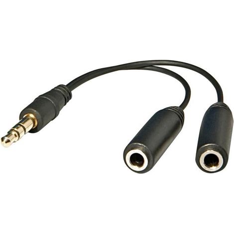 Adaptateur audio - MHP COMPUTER SERVICES - Jack Splitter 3,5 mm - Connecteurs plaqués or - Noir - 2 x femelle (1/2)