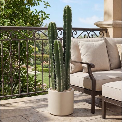 Planta artificial de cactus 95 cm verde con maceta decorativa y tallos moldeables (1/5)