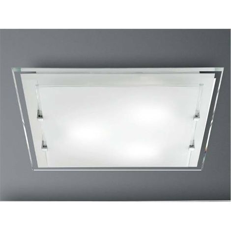 Plafonnier En Verre Blanc 40X40 Cm, 3Xe27 Max 40W, Design Moderne Et Élégant Pour Éclairage D'Intérieur, Finition Minimaliste Par Perenz - Chic (1/2)