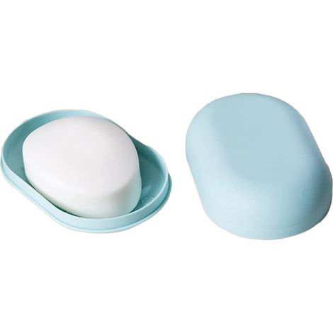Lot de 2 porte-savon étanches - Pour douche, voyage, randonnée, salle de bain, école, salle de sport - Rose et blanc (1/5)