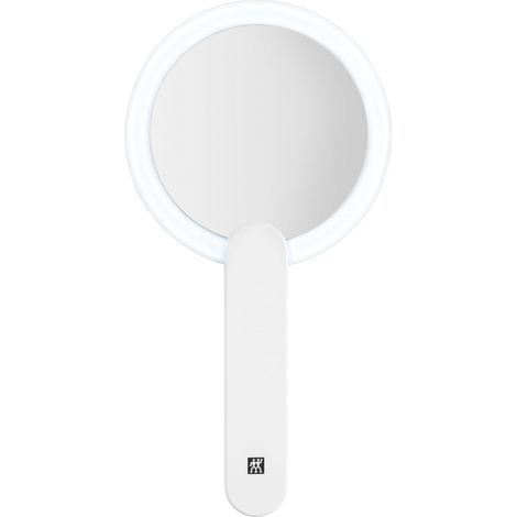 ZWILLING Specchio cosmetico (ingrandimento 10x, LED ricaricabile, impugnatura girevole a 360 gradi, luce diurna bianca), premium, bianco (1/4)
