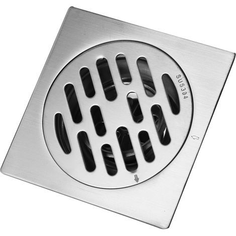 Siphon de sol carré épais en acier inoxydable avec système anti-odeurs, grille d'évacuation, siphon de douche (Type 2) (1/3)
