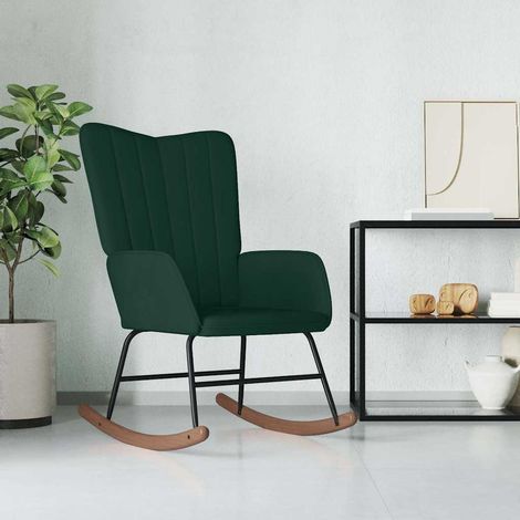 vidaXL Silla mecedora de terciopelo verde oscuro (1/5)