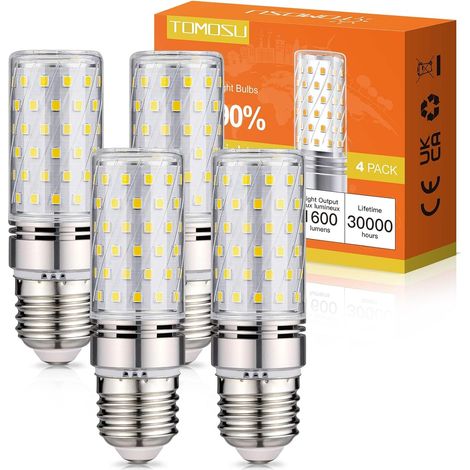 16W Ampoule LED E27 Blanc Froid, Ampoule LED Gros Culot à vis, Lot de 4 Lampe LED E27 Forte Puissance 16W 1600 Lumens 6000K Équivalent 150W Lampe Halogène, AC 220-240V, Non-dimmable [Classe énergétiq (1/5)