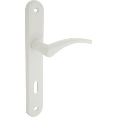 Poignée de porte coulissante avec plaque pour perçage clé – Aluminium blanc – Entraxe fixation 195mm – Hauteur plaque 223mm – Alpertec (1/4)