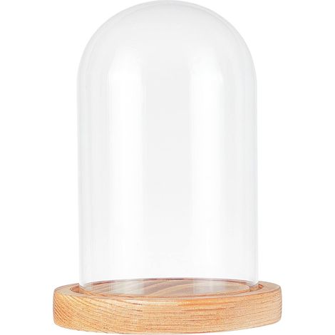 Dôme en Verre, Rose Éternelle Cloche Bocal en Verre Clair Dôme Affichage Centre de Table avec Base en Bois pour Gâteau Fleur Anniversaire La Saint Valentin Fête des Mères, 11.3x16cm (1/5)