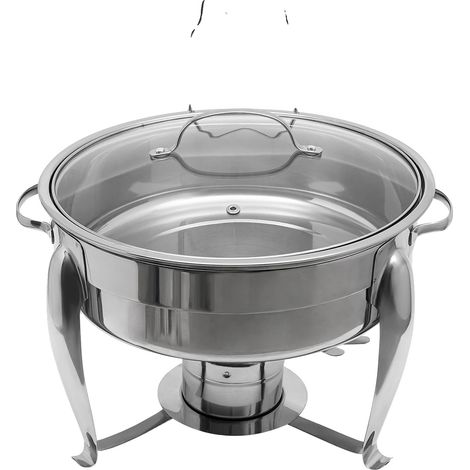 Plat de service, Réchaud de buffet, Construction en acier inoxydable, Gris clair (1/2)
