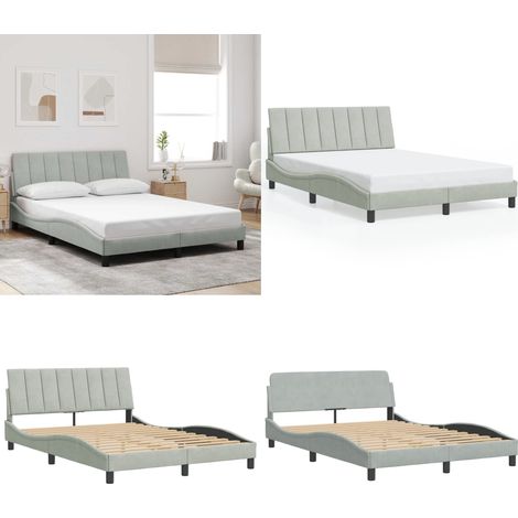 Bettgestell ohne Matratze Hellgrau 120x200 cm Samt - Bettsystem - Samtbettwäsche - Doppelbett - Boxspringbett - Lattenrost - Home & Living