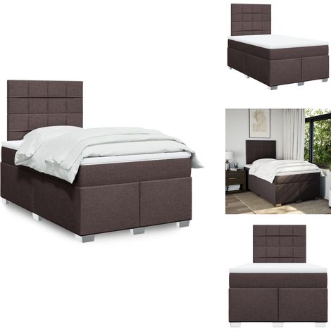 Sommier à lattes de lit et matelas marron foncé 120x190cm tissu - Sommier À Lattes De Lit - Sommiers À Lattes De Lit - Lit - Meuble De Chambre À Coucher (1/5)