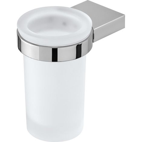 Bicchiere portaspazzolini da parete acciaio e vetro satinato futura 873003 feridras (1/4)