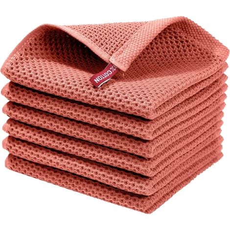 Serviette De Cuisine En Coton Pur - Structure En Nid D'abeille - Pour Cuisine Et Salle De Bains - Lot De 6 Pièces (1/5)