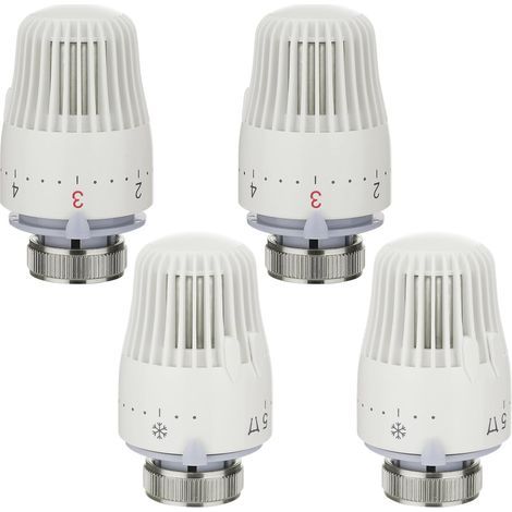 Thermostatic Radiator Head 1 to 5 Adjustment Functions Thermostatic Radiator Tap with Frost Protection for Office and Home, M30 x 1.5, White (1/5)
