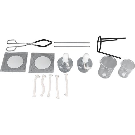 Kit chauffage laboratoire lampe à alcool trépied baguette d'agitation grille en argile bécher et mèche accessoires expérience chimie (1/5)