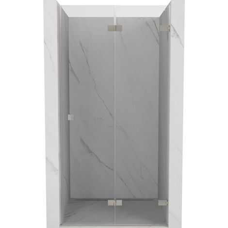 Mexen Lunar-F gefaltete rechte Duschabtrennung 60 cm, transparent, gebürsteter Nickel - 836-060-000-97-00-P