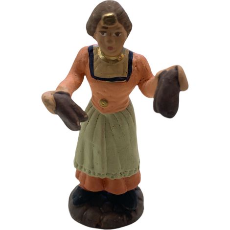 Donna con maracas statuetta in terracotta artigianale per presepe napoletano da h 7 cm