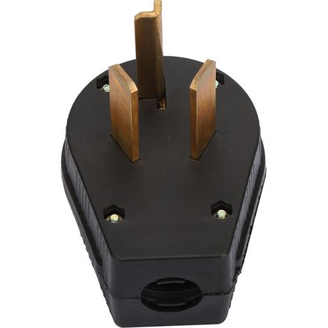 Prise industrielle américaine NEMA 10-30P 30A 125V-250V, fiche mâle tri-trou noir pour cuisinière électrique, connecteur robuste 3 broches, sortie de courant 30 ampères. (1/5)