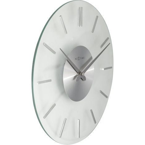 Horloge Murale Silencieuse en Verre Dépoli et Aluminium Design Moderne Transparent 26 cm - PANGIVO (1/5)