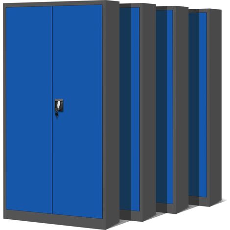 Ensemble 4x armoire en métal verrouillable JAN, 900 x 1850 x 400 mm, bleu anthracite