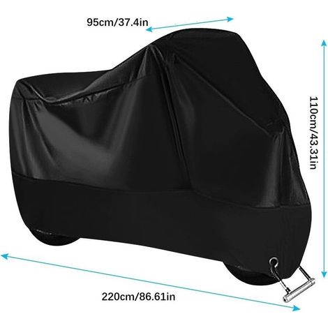 XL Motorradabdeckung 220 x 95 x 110 cm – Wasserdicht (210D Oxford) – Kälte- und wetterbeständig – Staubdicht – Schwarz (1/5)