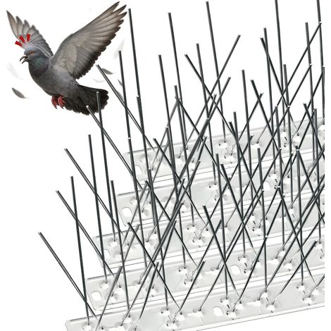 Punte anti-piccioni in acciaio inox, dissuasori per uccelli con fascette, facili da installare su tetti, balconi e finestre, 25 cm, 15 set di punte per allontanare corvi e gabbiani (10 pezzi) (1/5)