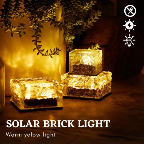 Pavé Lumineux Solaires LED Verre Gravé. Lumière Solaire de Jardin étanche IP65 pour jardin, terrasse, allée, piscine, escalier (10cm-1ud) (1/4)