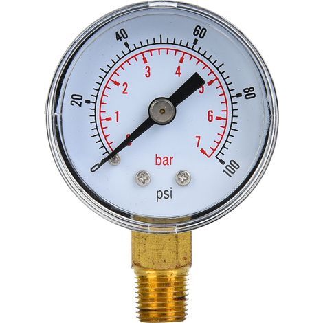 Lectures Numériques Claires Box/Cover de Métal de Jauge électromécanique Montage Facile pour l'huile d'air Mesure Précise avec un Cadran Transparent 0-60psi 0-4bar (0-100Psi, 0-7Bar) (1/5)